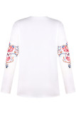 Fashion Street Print Split Joint Mandarin Collar Tops