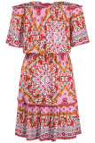 Fashion Elegant Print Split Joint Off the Shoulder A Line Dresses