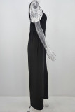 Fashion Street Solid Split Joint V Neck Loose Jumpsuits