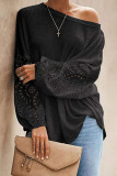 Fashion Street Solid Split Joint Oblique Collar Tops