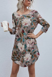 Fashion Casual Print O Neck A Line Dresses