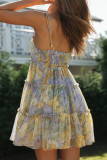 Fashion Bohemian Print Split Joint Spaghetti Strap Beach Dresses