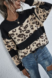 Fashion Casual Print Split Joint O Neck Tops