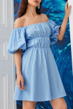 Fashion Casual Solid Split Joint Off the Shoulder A Line Dresses