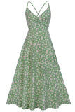 Fashion Casual Print Split Joint V Neck A Line Dresses
