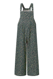 Casual Floral Split Joint Pocket Square Collar Regular Jumpsuits