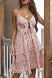 Fashion Casual Print Flounce V Neck A Line Dresses