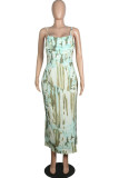 Fashion Sexy Print Spaghetti Strap A Line Dresses