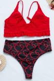 Fashion Simplicity Print Split Joint Swimwears