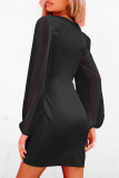 Fashion Sweet Solid Split Joint V Neck Irregular Dresses