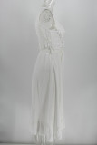 Fashion Casual Solid Split Joint O Neck A Line Dresses