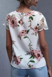 Casual Elegant Floral Lace Split Joint O Neck Tops