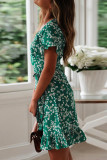 Fashion Street Print Split Joint V Neck Irregular Dresses