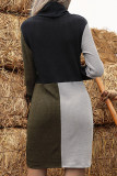 Fashion Street Solid Split Joint Turtleneck A Line Dresses
