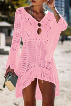 Fashion Vacation Solid Hollowed Out Swimwears Cover Up