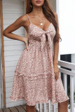 Fashion Casual Print Flounce V Neck A Line Dresses