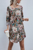 Fashion Casual Print O Neck A Line Dresses