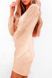 Fashion Sweet Solid Split Joint V Neck Irregular Dresses
