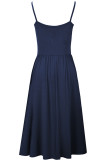Fashion Casual Solid Split Joint Spaghetti Strap A Line Dresses