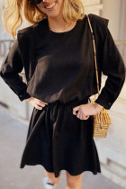 Fashion Casual Solid Split Joint O Neck A Line Dresses