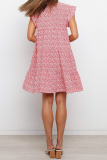 Elegant Floral Split Joint O Neck A Line Dresses