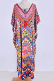Fashion Vacation Print Split Joint Swimwears Cover Up