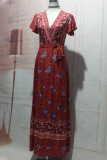 Fashion Bohemian Print V Neck Printed Dresses