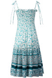 Fashion Street Print Split Joint Spaghetti Strap A Line Dresses