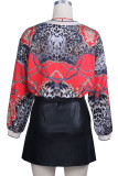 Fashion Casual Print Split Joint V Neck Tops