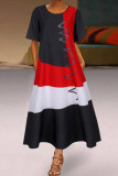 Fashion Street Solid Split Joint O Neck Short Sleeve Dresses