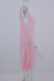 Fashion Casual Solid Draw String U Neck Straight Dresses