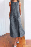 Fashion Street Striped Split Joint O Neck Sleeveless Dresses