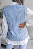 Casual Solid Hollowed Out V Neck Tops Sweater