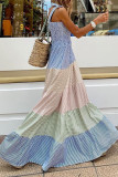Fashion Casual Striped Split Joint Spaghetti Strap A Line Dresses