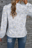 Fashion Sweet Leopard Split Joint V Neck T-Shirts