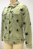 Street The stars Ripped Buckle Turndown Collar Long Sleeve Denim Jacket