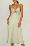 Fashion Casual Solid Hollowed Out Spaghetti Strap Princess Dresses