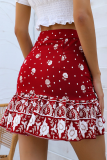 Fashion Elegant Floral Buckle Flounce Regular Type A Full Print Bottoms