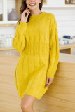 Fashion Daily Adult Solid O Neck Long Sleeve Knee Length Long Sleeve Dress Dresses