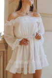 Fashion Casual Solid Split Joint Off the Shoulder A Line Dresses