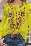 Fashion Street Print Split Joint Mandarin Collar Tops