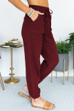 Casual Solid Split Joint Pocket Loose Mid Waist Harlan Solid Color Bottoms