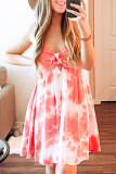 Fashion Sweet Print Hollowed Out V Neck A Line Dresses
