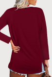 Casual Patchwork Slit Basic V Neck Tops