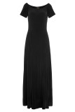 Fashion Casual Solid Slit Off the Shoulder A Line Dresses