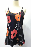 Fashion Street Print Split Joint Spaghetti Strap Tops
