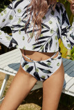 Fashion Vacation Print Split Joint Swimwears Three-piece Set