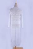 Fashion Vacation Solid Hollowed Out Swimwears Cover Up