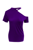 Casual Solid Asymmetrical O Neck T-Shirts