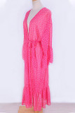 Fashion Vacation Dot Split Joint Swimwears Cover Up